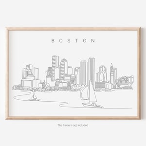 Boston Skyline Wall Art - Boston Print Wall Decor - Boston Art Home Decor - Boston Line Drawing Poster - Moving Gift - Housewarming Gift