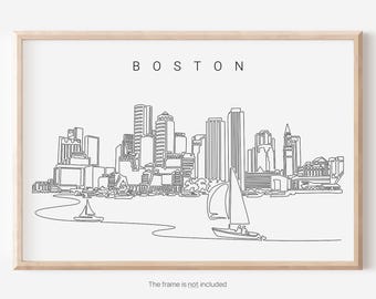 Boston Skyline Wall Art - Boston Print Wall Decor - Boston Art Home Decor - Boston Line Drawing Poster - Moving Gift - Housewarming Gift