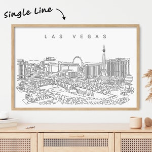 Framed Las Vegas Art Print - Aesthetic Las Vegas Skyline Wall Art - Las Vegas Travel Poster - Great Houswarming and New Home Gift