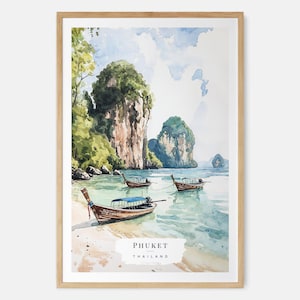 Phuket Thailand Watercolor Art Print - Thailand Wall Art - Thailand Travel Print - Travel Gift - Moving Gift - New Home Gift