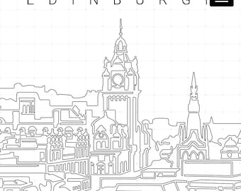 Edinburgh Printable Wall Art - Edinburgh Skyline Single Line Art - Digital Download - 100% Hand-Drawn - Instant Download