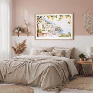 Amalfi Coast Art Print: Coastal Landscape with Lemon Trees, Watercolor Wall Art image 5