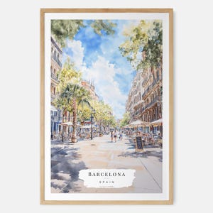 Barcelona Watercolor Art Print - Barcelona Wall Art - Spain Travel Print - Travel Gift - Moving Gift - New Home Gift - Housewarming Gift image 1
