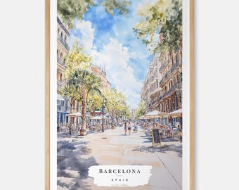 Barcelona Watercolor Art Print - Barcelona Wall Art - Spain Travel Print - Travel Gift - Moving Gift - New Home Gift - Housewarming Gift