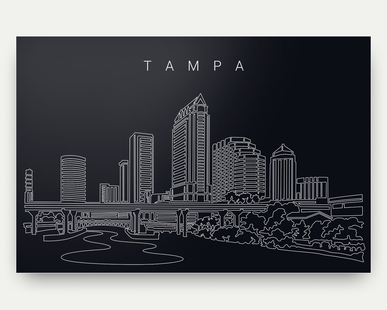 Tampa Skyline Art Print Florida Wall Art with Tampa Bay One Etsy