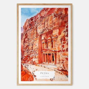 Petra Jordan Watercolor Art Print, Middle East Wall Art, Jordan Travel Gift, Office Decor, Moving Gift, New Home Gift, Housewarming Gift