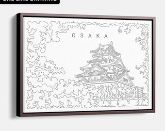 Osaka Canvas Wall Art - Osaka Canvas Art Print with One Line Art - Aesthetic Japanese Wall Art - Japan Wall Decor Gift - New Home Gift