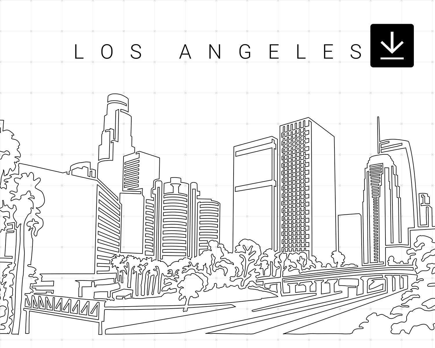 Los Angeles Skyline Printable Wall Art Los Angeles Digital - Etsy