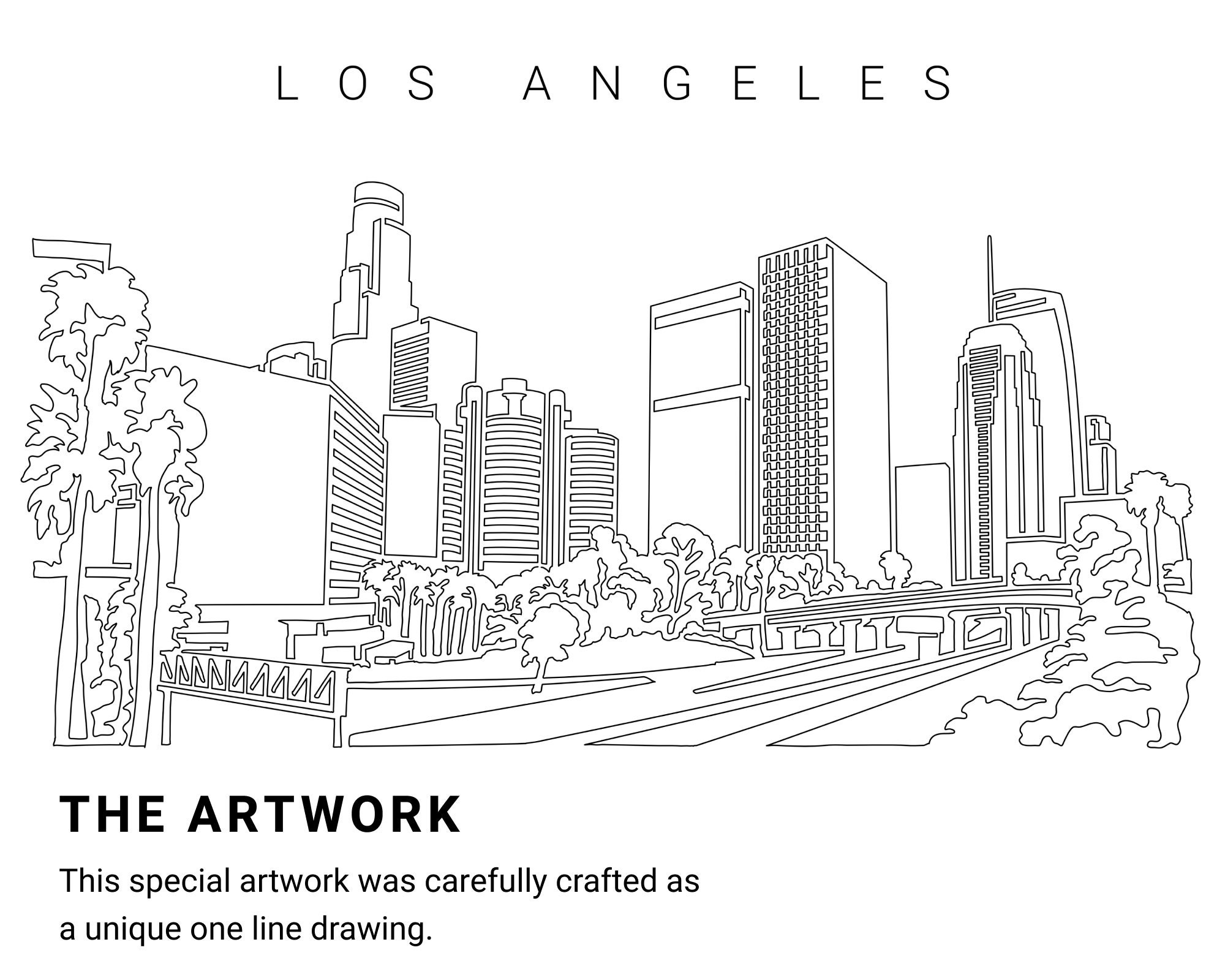 Los Angeles Skyline Printable Wall Art Los Angeles Digital Etsy