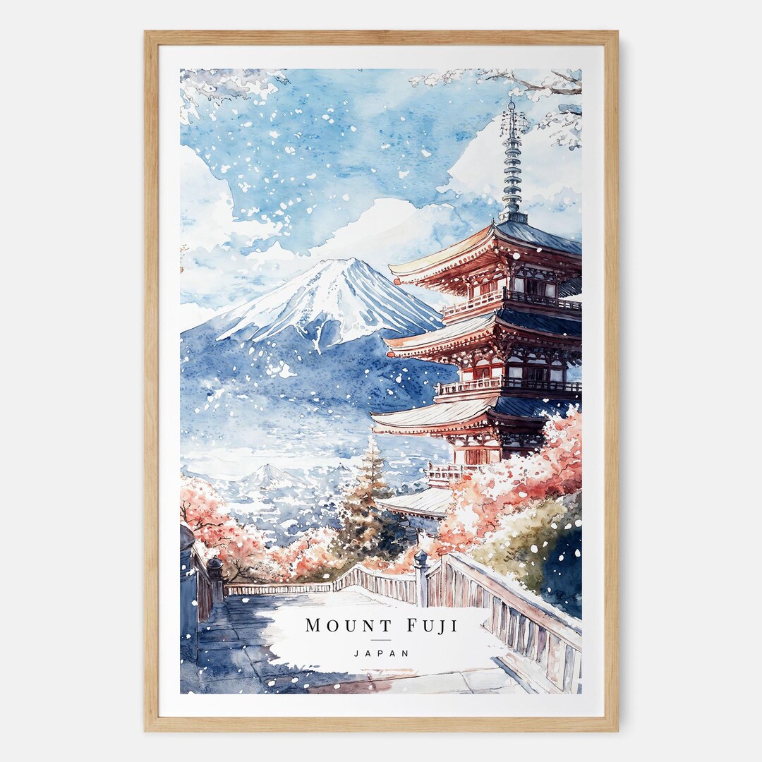Mount Fuji Watercolor Art Print - Mount Fuji Wall Art - Japan Travel ...
