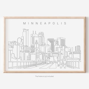 Minneapolis Art Print - Minneapolis Skyline Poster - Minneapolis Wall Art with One Line Drawing - Minneapolis Wall Decor Gift