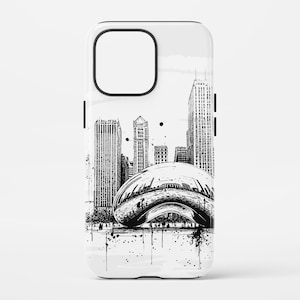 Chicago Phone Case with The Bean Cloud Gate Line Art - USA Travel Gift - Great Exchange or Graduation Gift - For Various Phone Models