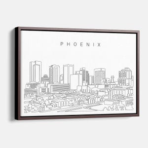 Phoenix Arizona Wall Art - Phoenix AZ Canvas Art Print with Cityscape as Single Line Art - Great Wall Decor Gift for New Home or New Job