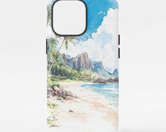Hawaii Kauai Phone Case: Tropical Beach Watercolor Art Protective Cover for Travel Enthusiast