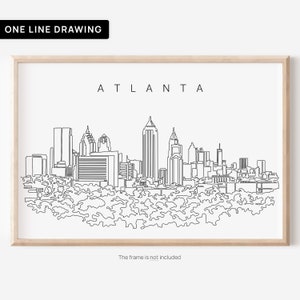 Atlanta Skyline Wall Art - Atlanta Art Print with One Line Drawing - Atlanta Georgia Travel Poster - Atlanta Wall Decor New Home Gift
