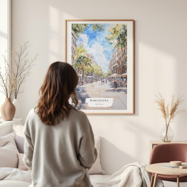 Barcelona Watercolor Art Print - Barcelona Wall Art - Spain Travel Print - Travel Gift - Moving Gift - New Home Gift - Housewarming Gift image 4