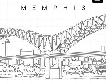 Memphis Printable Wall Art - Memphis Tennessee Single Line Art - Digital Download - 100% Hand-Drawn - Instant Download