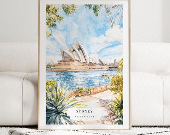 シドニー・オペラハウスの水彩画プリント - シドニーの壁掛けアート