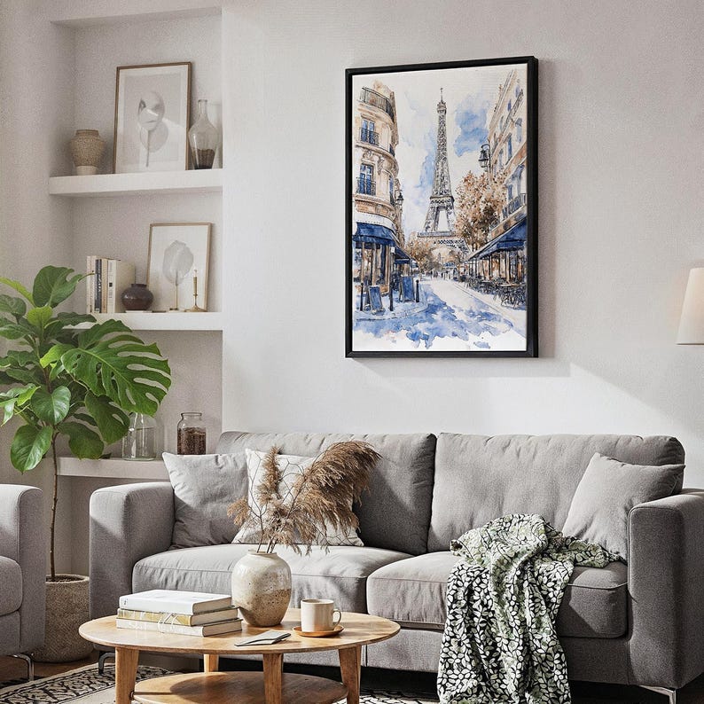 Eiffelturm-Leinwandbild: Aquarell-Wandkunst aus Paris für die Heimdekoration Bild 5