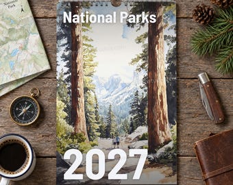 2027 National Park Calendar for Nature Lover - National Park Gifts - Landscape Watercolor Art - Office Calendar - Monthly Calendar Planner