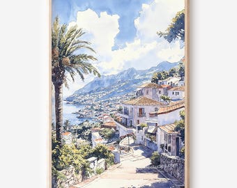 Madeira Portugal Printable Wall Art, Madeira Watercolor Art Print, Funchal Art, Digital Download, Portugal Travel Poster, Instant Download