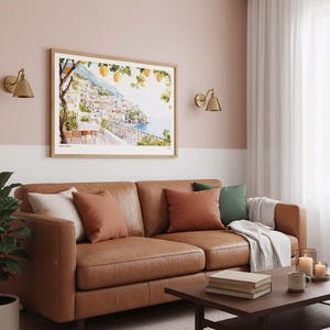 Amalfi Coast Art Print: Coastal Landscape with Lemon Trees, Watercolor Wall Art image 4