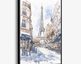 Eiffel Tower Canvas Print: Paris Watercolor Wall Art for Home Decor