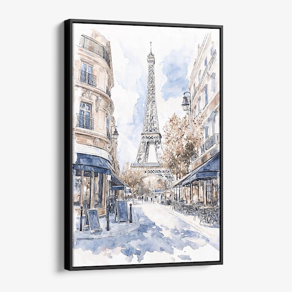 Eiffel Tower Canvas Print: Paris Watercolor Wall Art for Home Decor