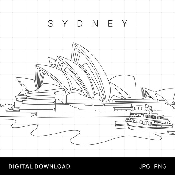 Sydney Opera House Single Australia Art Sydney Opera Digital as With Download - Etsy House Printable Wall Art Art Line Instant Print