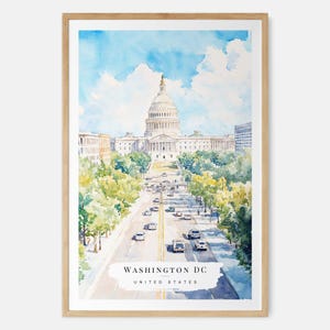 Washington DC Watercolor Art Print - State Capital Building Wall Art - USA Travel Print - Travel Gift - Moving Gift - New Home Gift