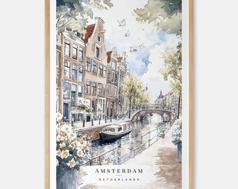 Amsterdam Grachtengordel Watercolor Art Print - Netherlands Wall Art - Amsterdam Travel Print - Travel Gift - Moving Gift - New Home Gift