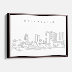 Manchester Leinwanddruck - Manchester Skyline Kunstdruck mit City One Line Zeichnung - Manchester Wanddekoration Geschenk - Neues Zuhause Geschenk