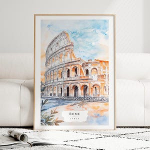 Rome Colosseum Watercolor Painting Art Print - Italy Wall Art - Italy Travel Gift - Moving Gift - New Home Gift - Housewarming Gift imagem 3