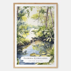 Stampa artistica ad acquerello del parco nazionale Everglades - Arte murale della Florida - Stampa di viaggio negli Stati Uniti - Regalo di viaggio - Regalo di trasloco - Regalo per la nuova casa
