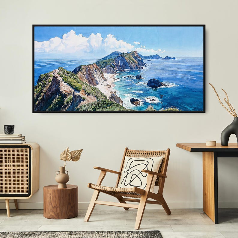 Channel-Islands Nationalpark Leinwand Druck: Küsten Panorama Landschaft Wandbild in farbenfrohen Stil Bild 4