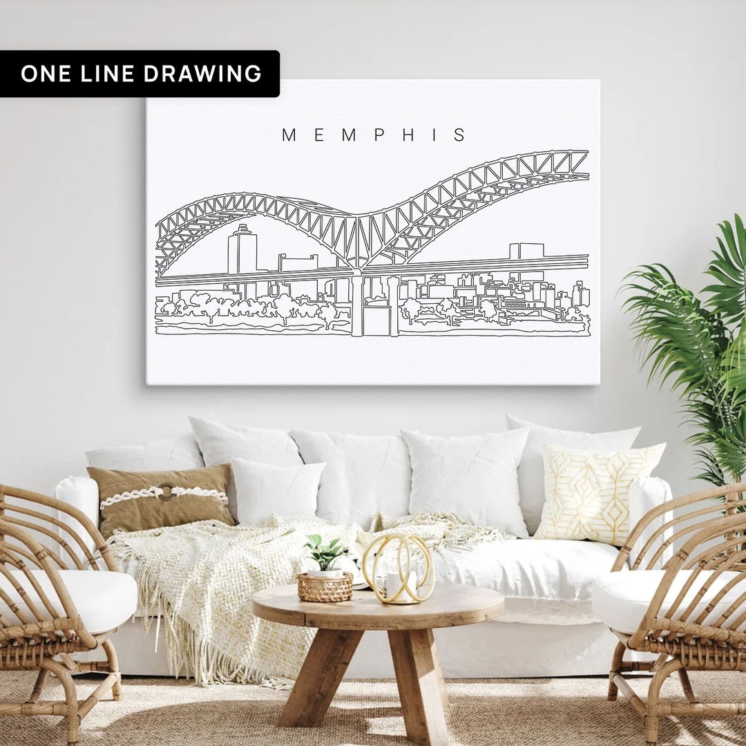 Memphis Canvas Art Print Memphis Skyline Canvas Wall Art Etsy UK