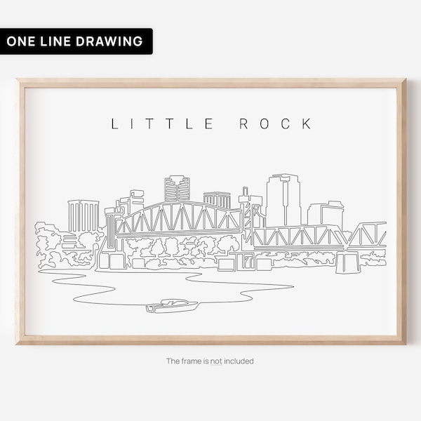 Little Rock Arkansas Art Print - Little Rock Wall Art with Skyline as Single Line Art - Great New Job or Moving Gift