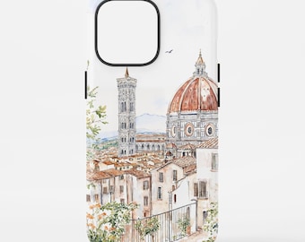 Florence Italy Phone Case with Watercolor Art of Cathedral, Italy Travel Gift, City Art Phone Cover, Travel Lover Gift, Europe Travel Gift