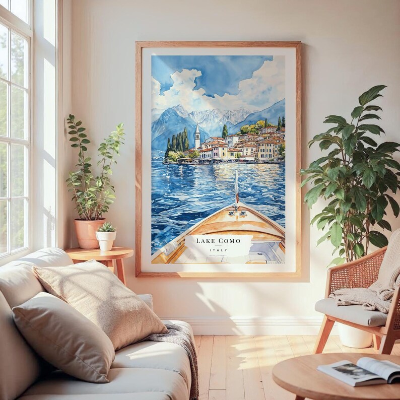 Lake Como Watercolor Painting Art Print - Lake Como Italy Wall Art ...
