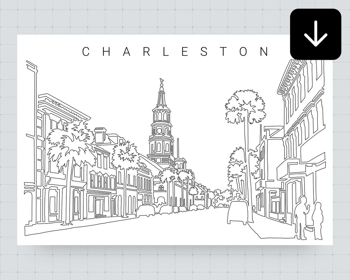 Charleston SC SVG as Digital Download Charleston Art Print Etsy
