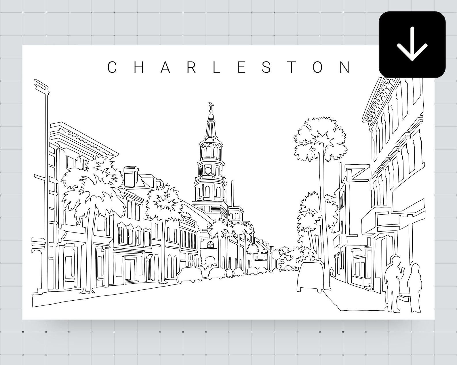 Charleston SC SVG as Digital Download Charleston Art Print Etsy