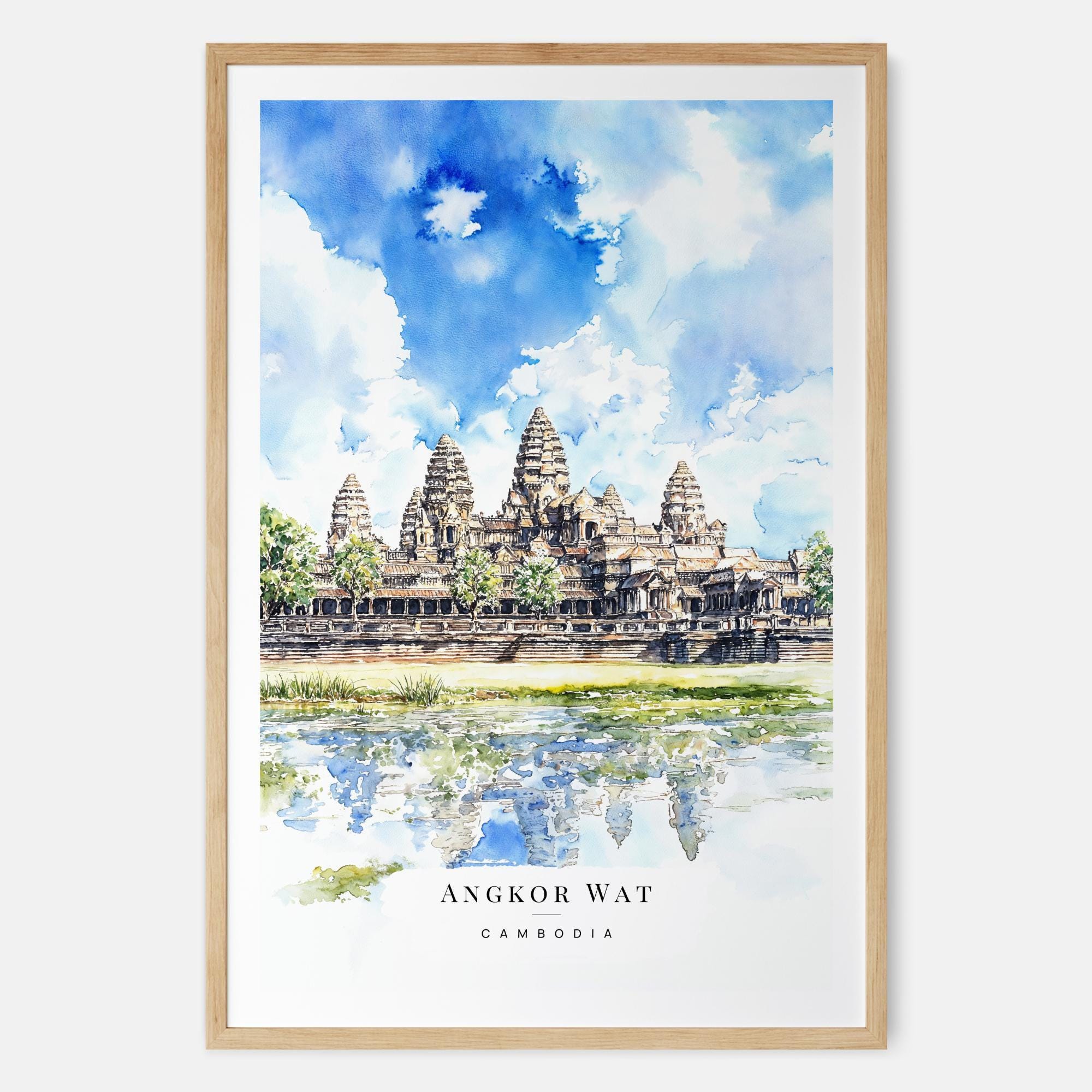 カンボジア風景 水彩画 【公式通販】