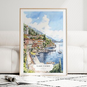 Lake Como Italy Watercolor Painting Art Print - Italian Lakeside Wall ...