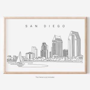 San Diego Skyline Art Print - San Diego One Line Drawing Wall Art - San Diego Poster - California Travel Poster - San Diego Wall Decor Gift