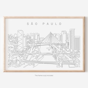 Sao Paulo Wall Art - Sao Paulo Art Print with Skyline One Line Drawing - Brazil Art Print Gift - Wall Decor Gift - New home Gift
