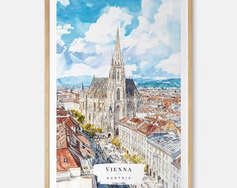 Vienna St. Stephens Cathedral Watercolor Art Print - Austria Travel Print - Travel Gift - Moving Gift - New Home Gift - Housewarming Gift