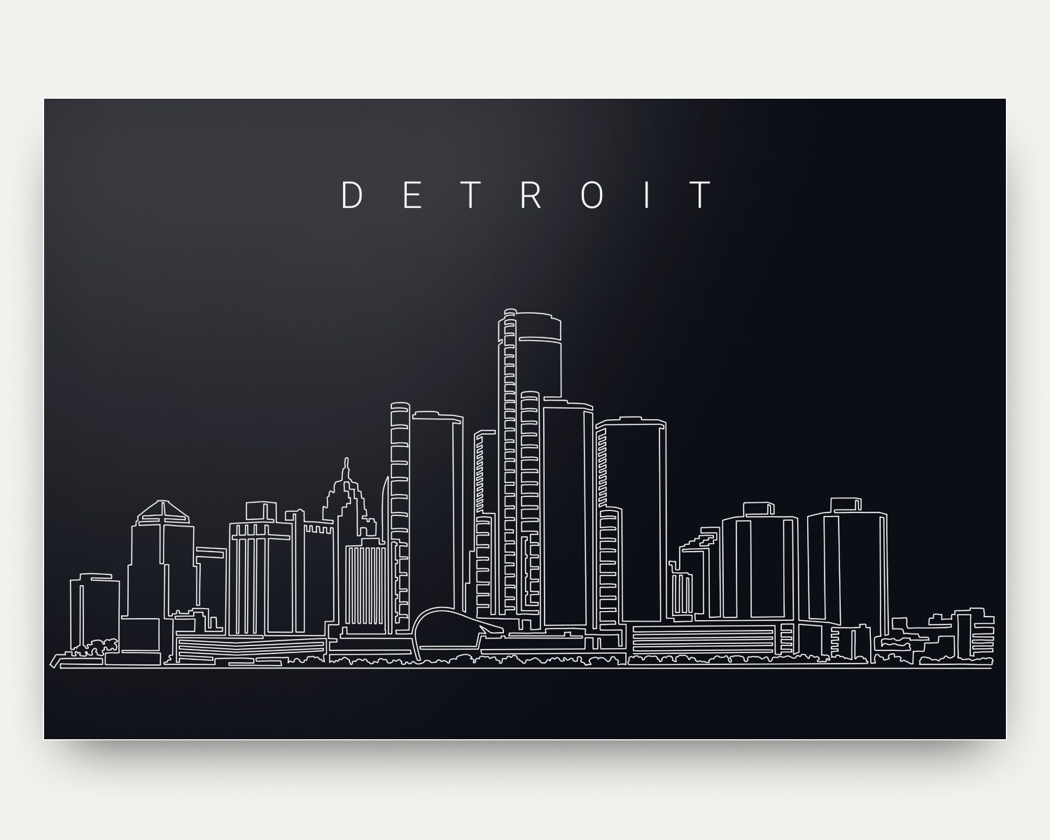 Detroit Art Print Detroit Skyline Wall Art Detroit Poster Etsy