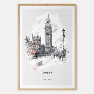 London Kunstdruck mit Big Ben Uhrenturm Bleistift Zeichnung - Reise Kunst Geschenk - Toller Umzug oder neues Zuhause Geschenk