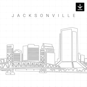 Jacksonville Printable Wall Art - Jacksonville Skyline Single Line Art ...