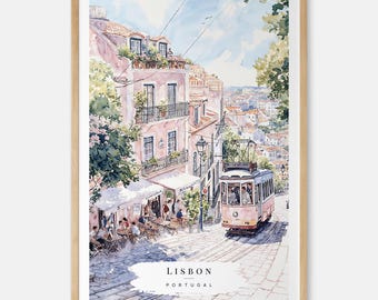Lisbon Watercolor Art Print - Portugal Wall Art - Lisbon Travel Print - Travel Gift - Moving Gift - New Home Gift